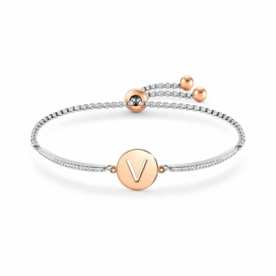 Women Nomination  | Milleluci Bracelet, Letter V In Stainless Steel