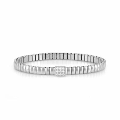 Women Nomination  | Extension Bracelet In Stainless Steel With Square And Stones