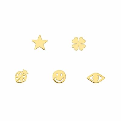 Women Nomination  | Set 5 Single Earrings With Symbol Mix