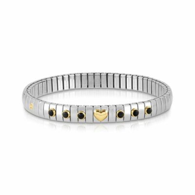 Women Nomination  | Stretch Bracelet With 1 Heart In Gold And Stones