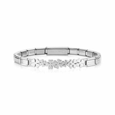 Women Nomination  | Bracelet With Four-Leaf Clovers In Stainless Steel