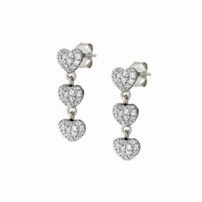 Women Nomination  | Easychic Hearts Earrings White Rhodium Finish