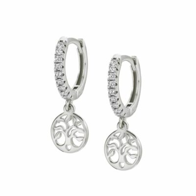 Women Nomination  | Chic&Charm Earrings With Tree Of Life White Rhodium