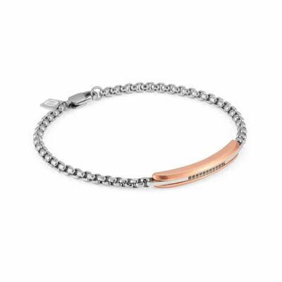 Men Nomination  | Gentleman Bracelet With Rose Gold Plaque