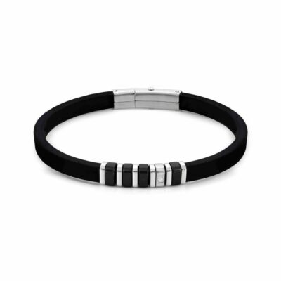 Men Nomination  | City Bracelet In Silicon With Cubic Zirconia