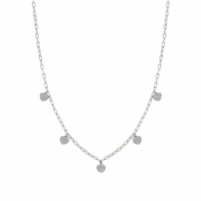 Women Nomination  | Easychic Hearts Necklace White Rhodium Finish