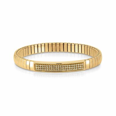 Women Nomination  | Glitter Stretch Bracelet Plaque In Yellow Gold