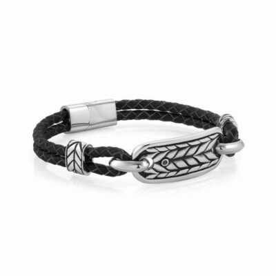 Men Nomination  | Instinctstyle Marina Leather Bracelet With Braid Symbol