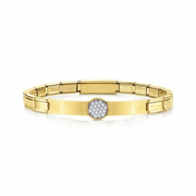 Women Nomination  | Stainless Steel Cubic Zirconia Coloured Bracelet Gold